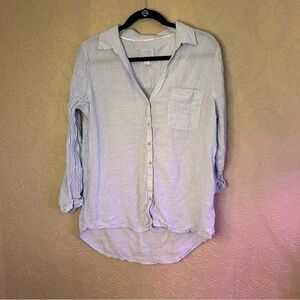 Light Blue Button-Up Shirt Sigrid Olsen Linen L